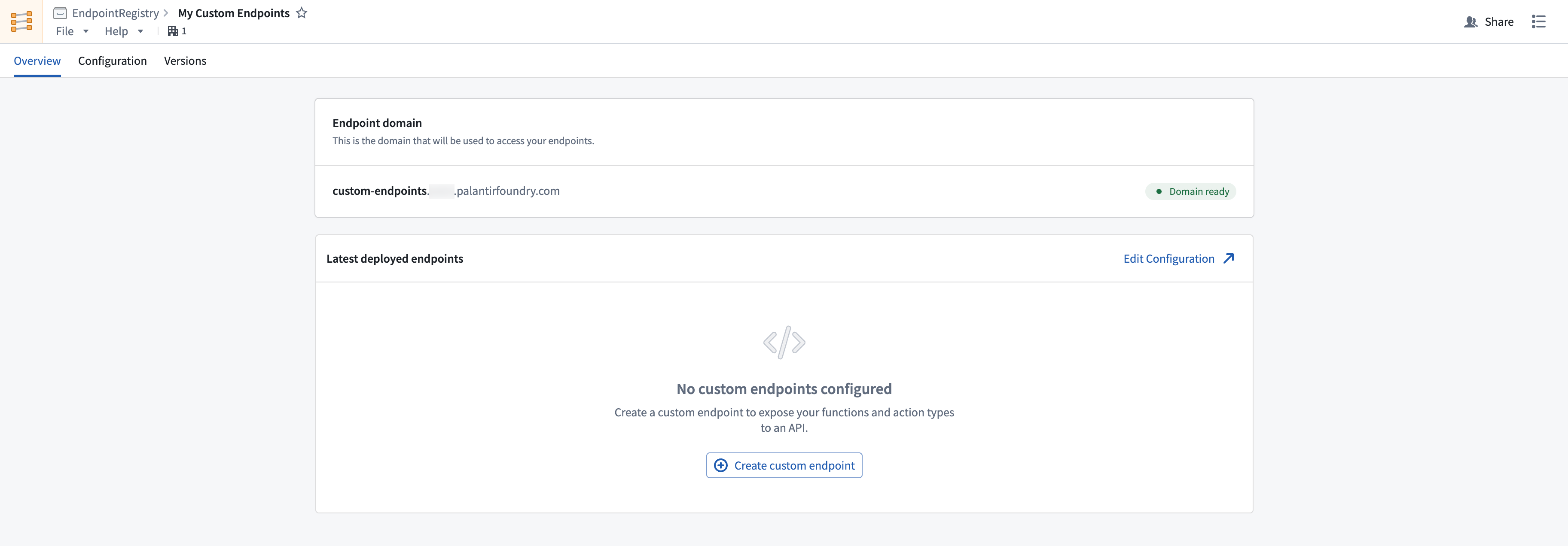 Registered endpoint hosting subdomain.