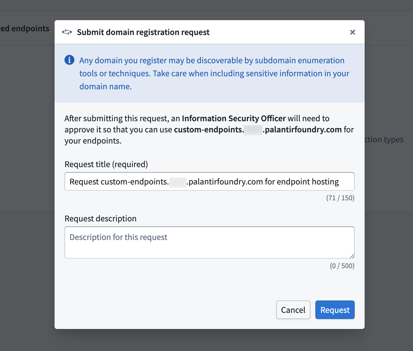 Request an endpoint hosting subdomain.