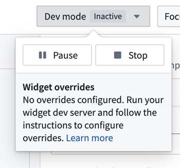 Dev mode controls in enabled inactive state.