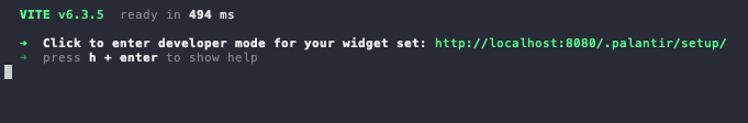 The npm run dev command in the terminal.