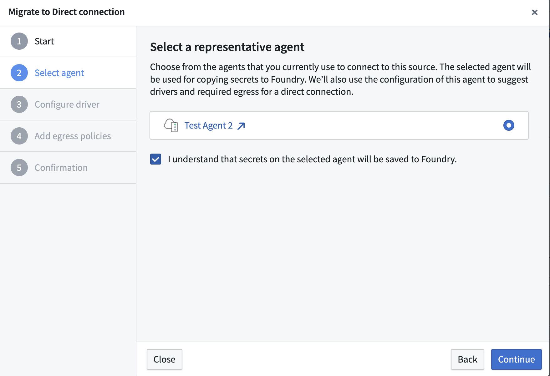 エージェントを選択
