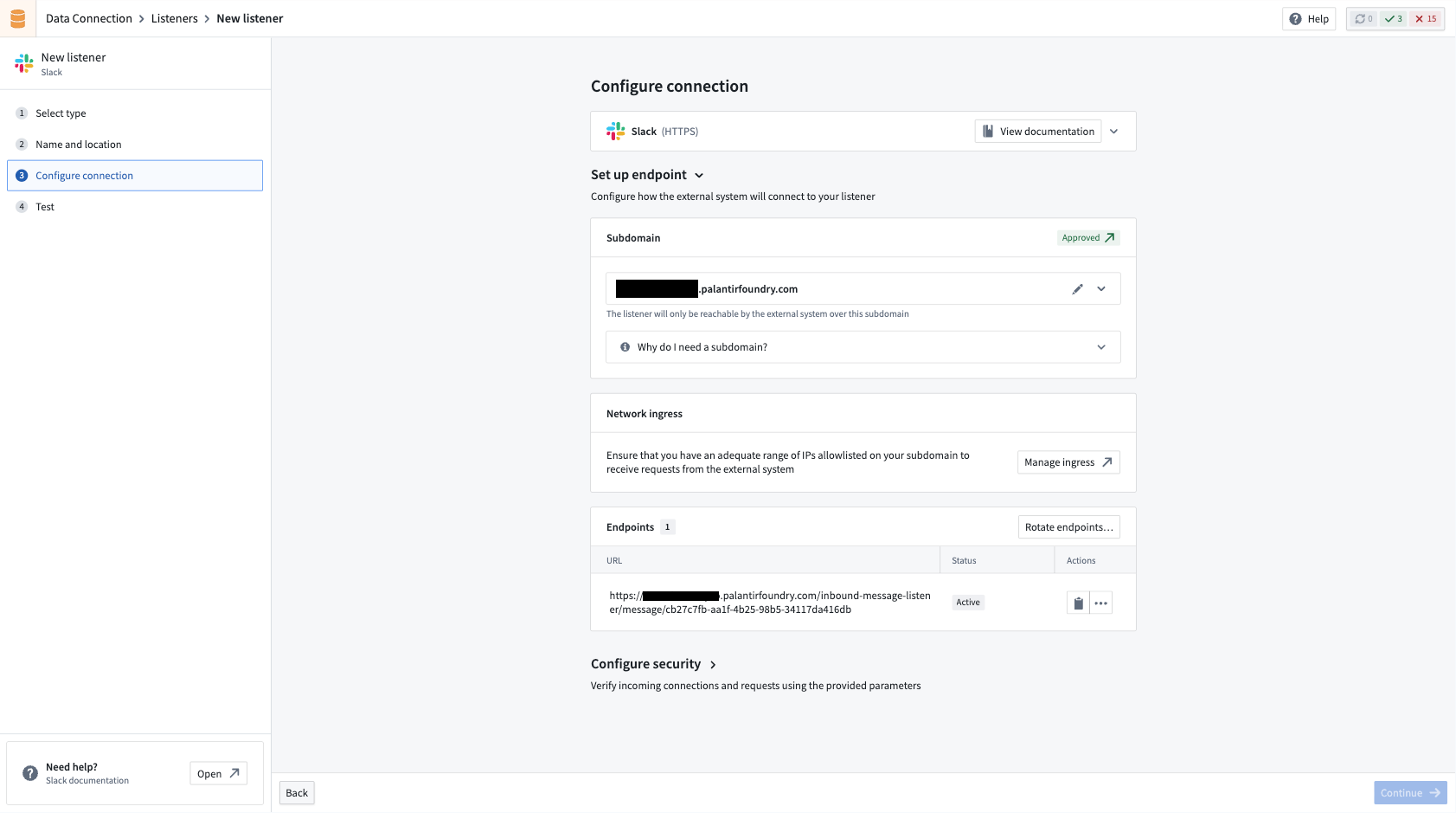 The subdomain mount is approved and an endpoint is now available.