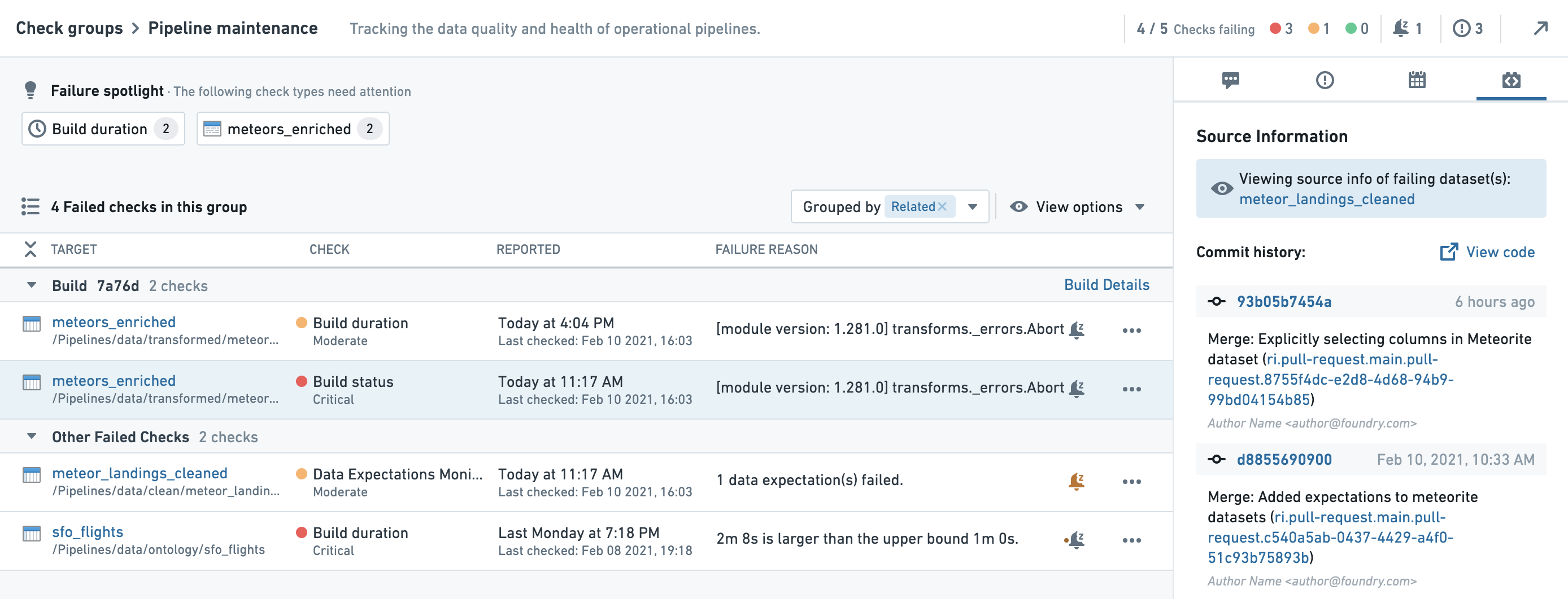 context panel commits view