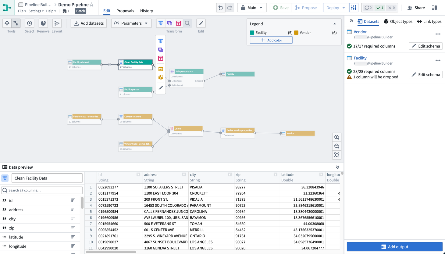 Pipeline Builder のスクリーンショット