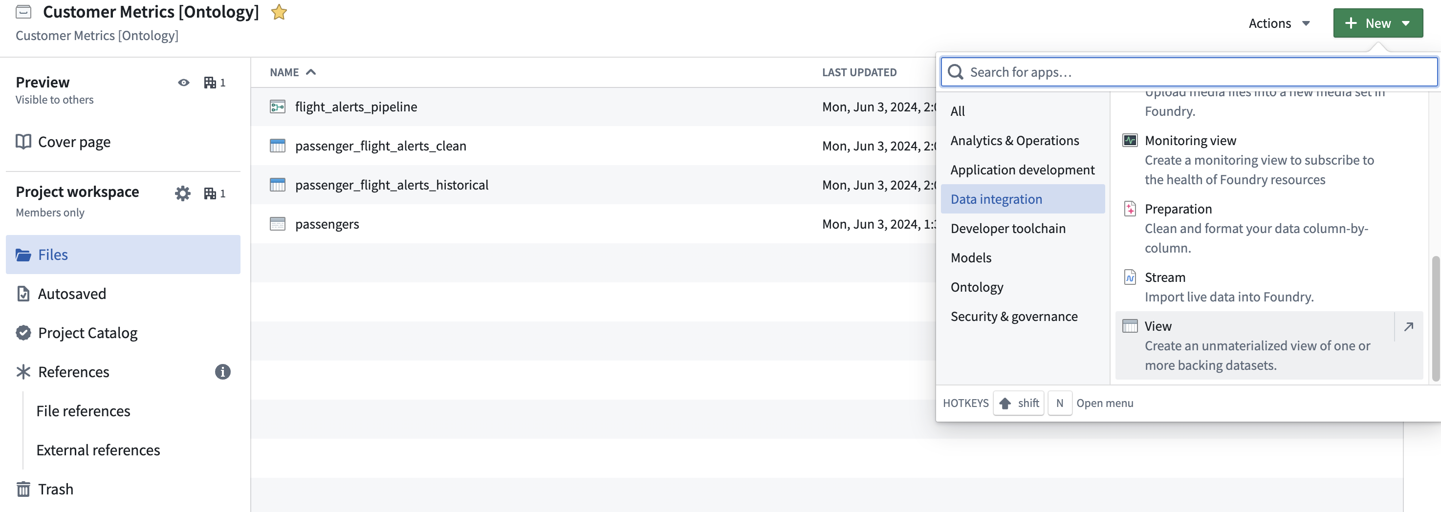 Create a new View in a Project or folder.