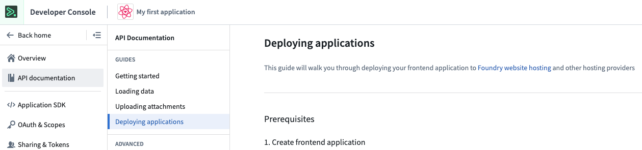 The deploying applications guide shows CLI deployment commands.