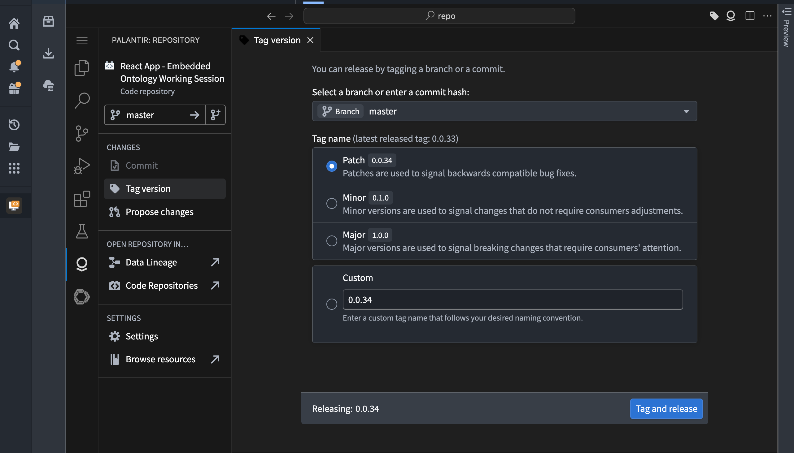 Tag release options.