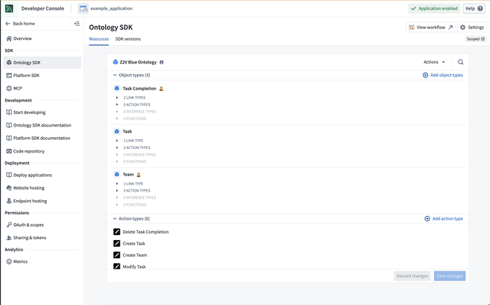 The Ontology SDK configuration tab in Developer Console.