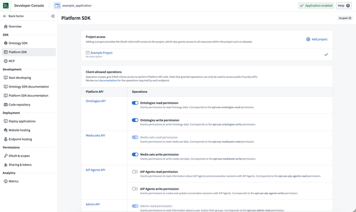 The Platform SDK tab in Developer Console.