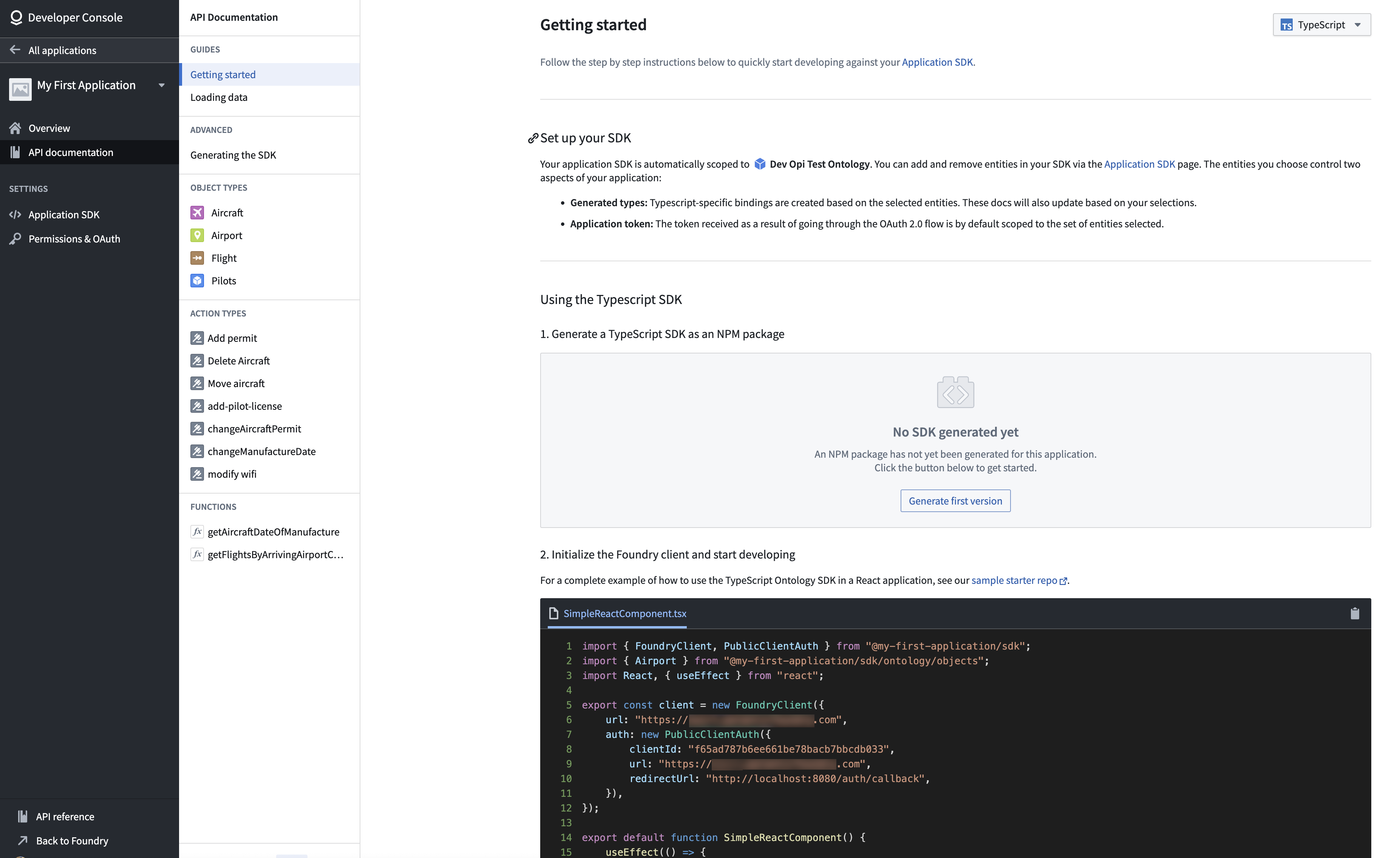 Select the Generate first version button to create your SDK.