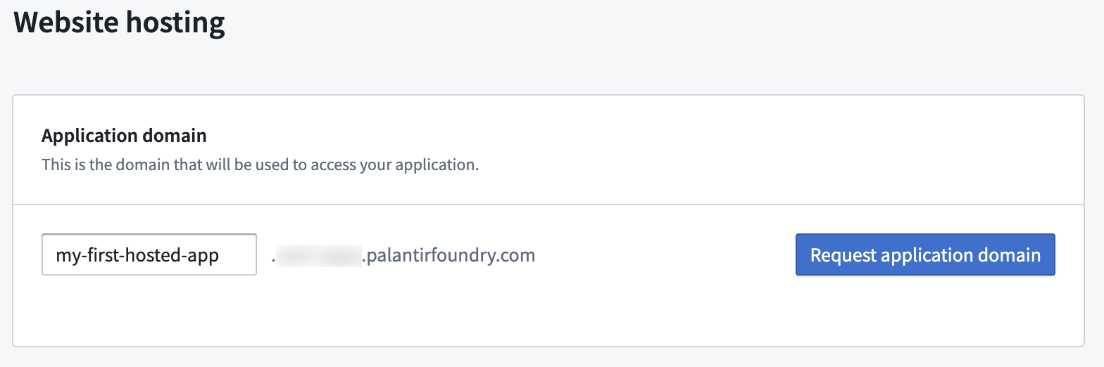 The domain request interface shows the subdomain field and request button.
