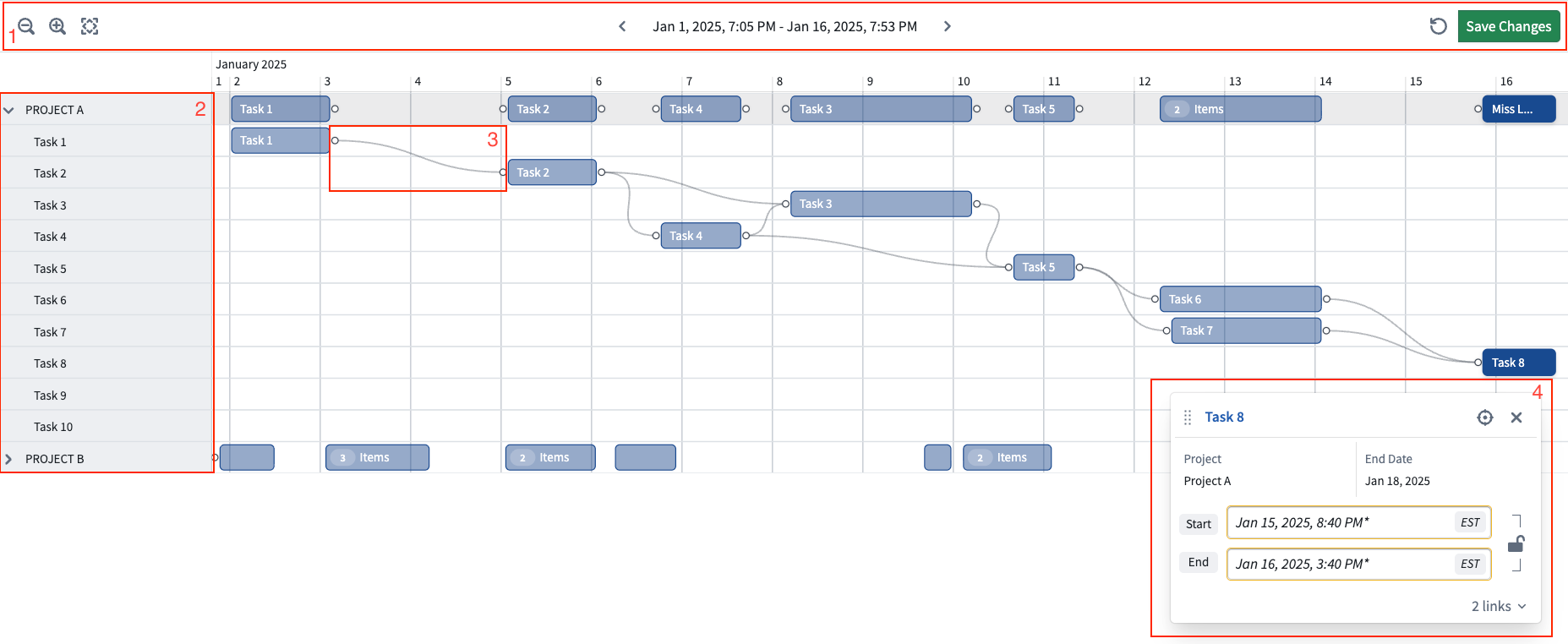Overview of the Program Scheduling widget layout.