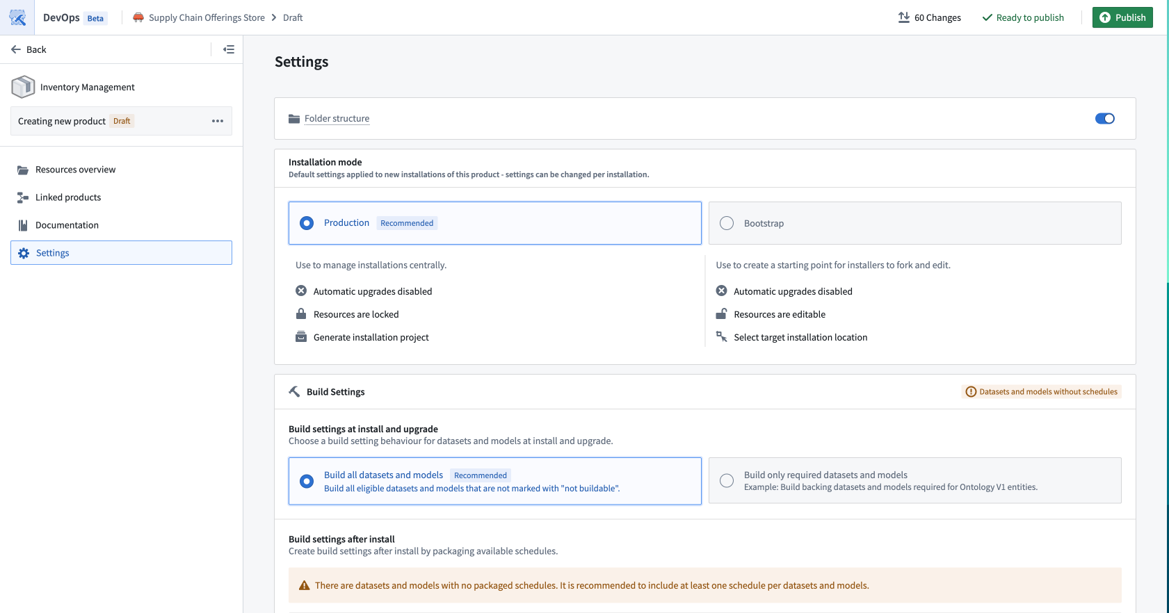 The Settings page is displayed.