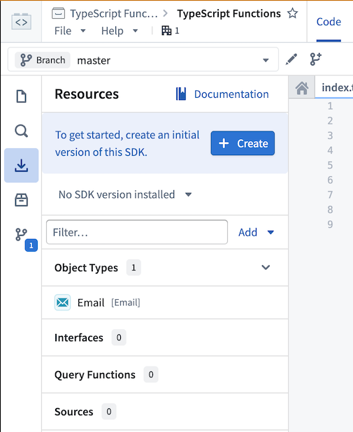 A prompt to create your first Ontology SDK in a TypeScript code repository.