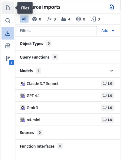 Model import sidebar.