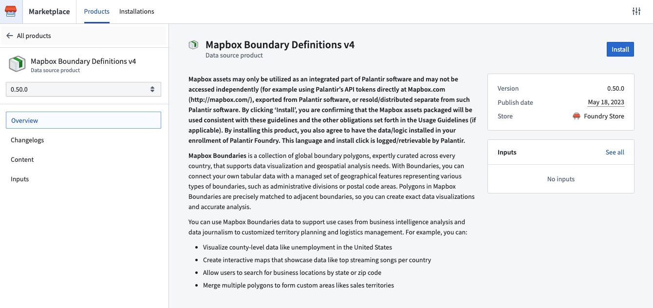 Mapbox Boundary Definitions v4 product in Marketplace