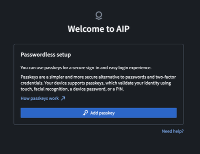 Select the 'Add passkey' option.