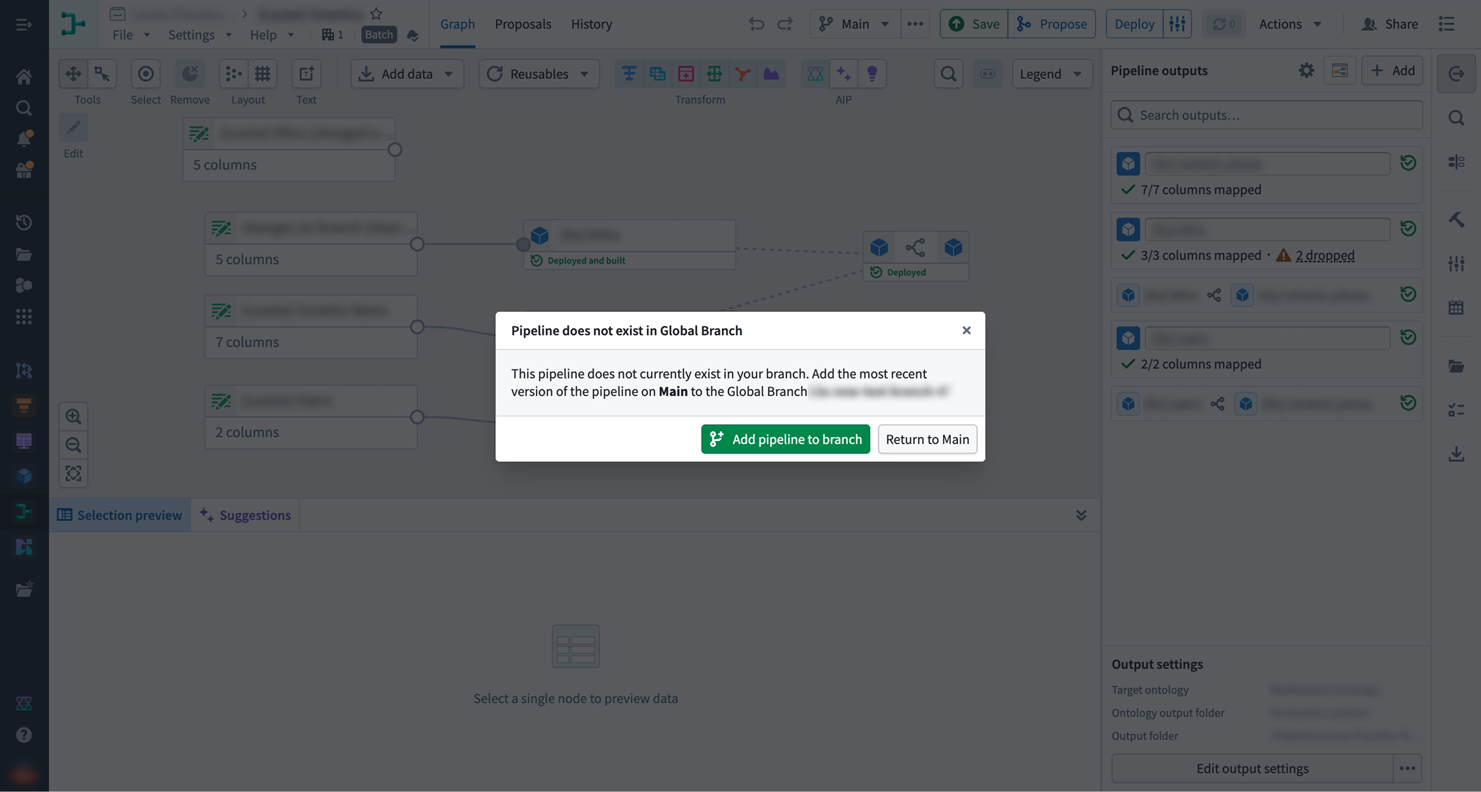 Add a pipeline to a global branch.