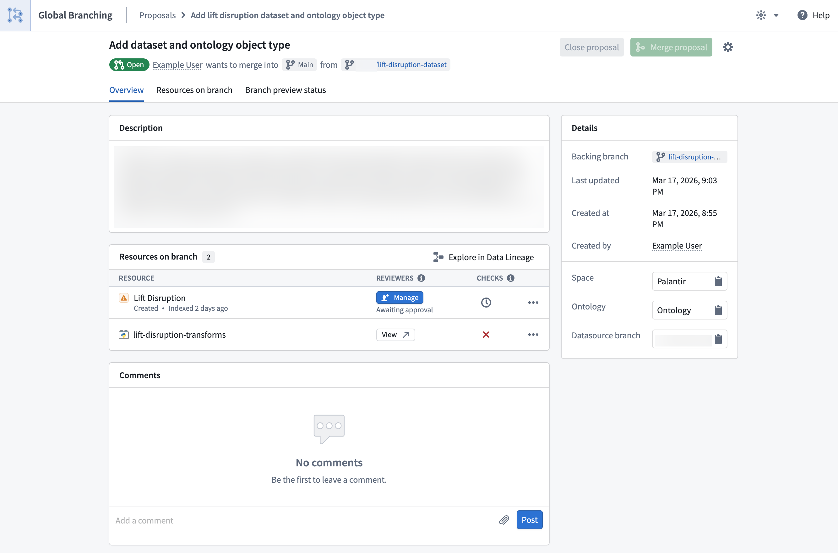 Global Branching app branch proposal overview.