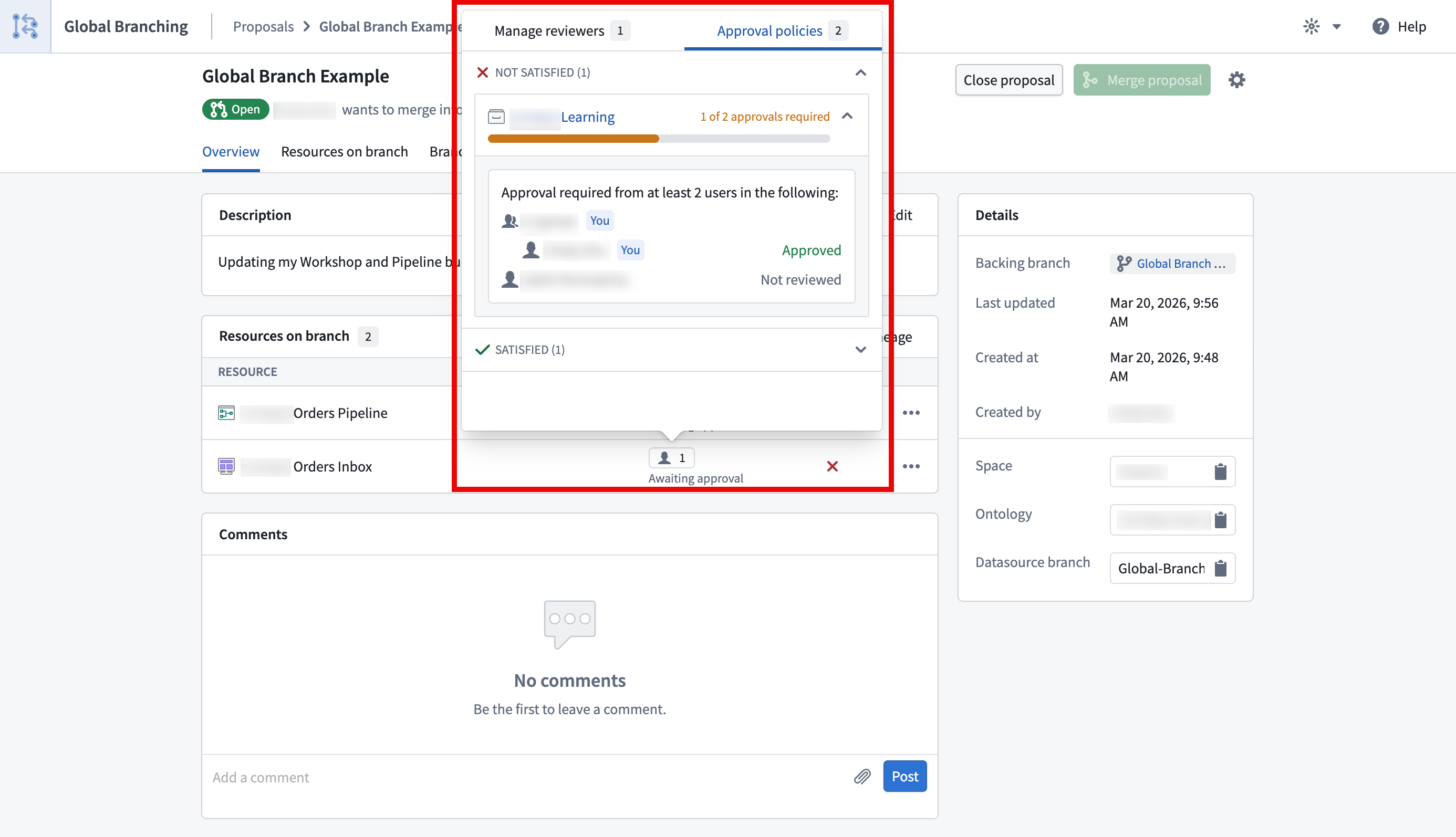 Approval Policies on Proposal Page