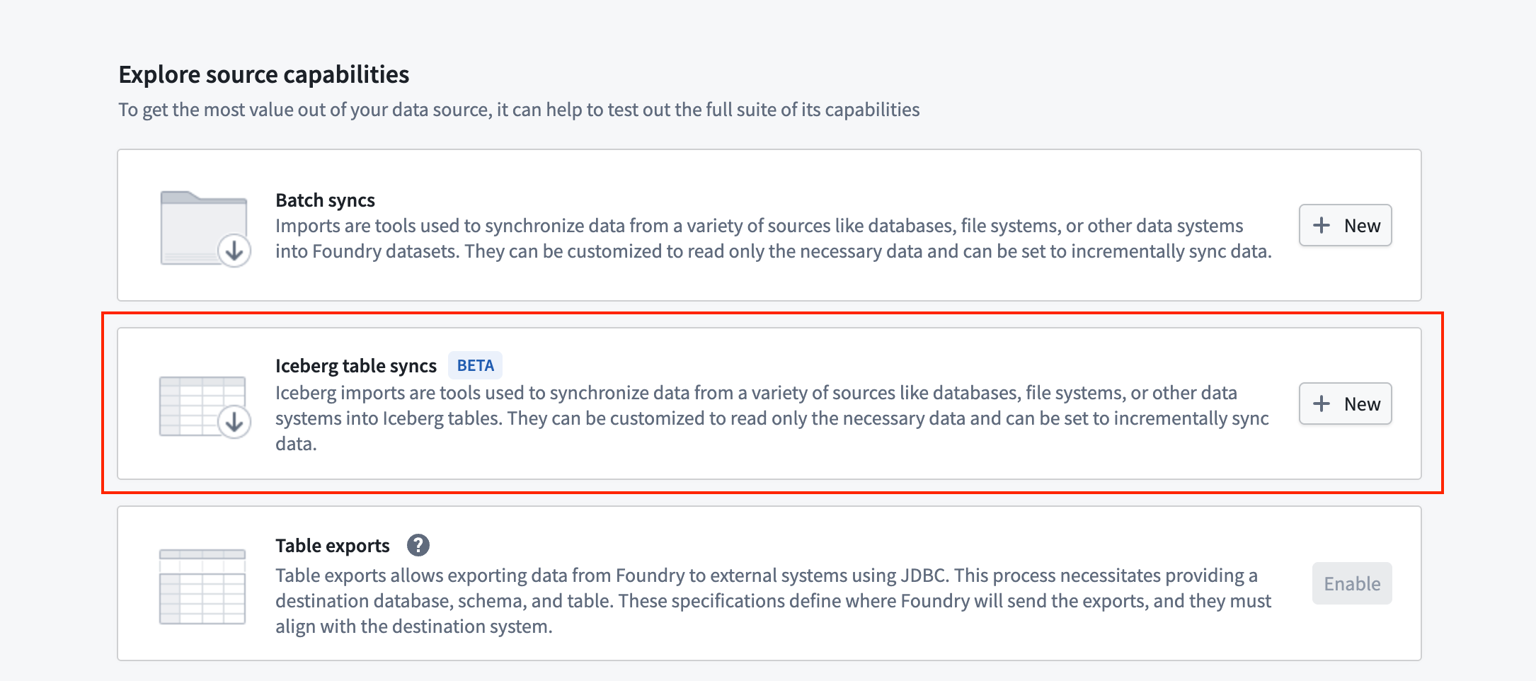 Create new Iceberg sync button in Data Connection application.