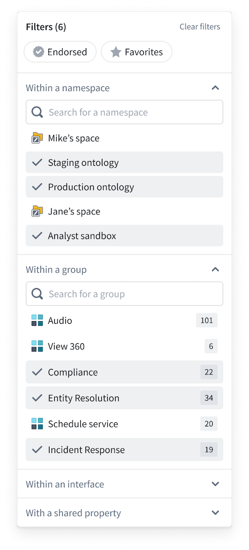 Use the filter options to search by status, groups, and interfaces.