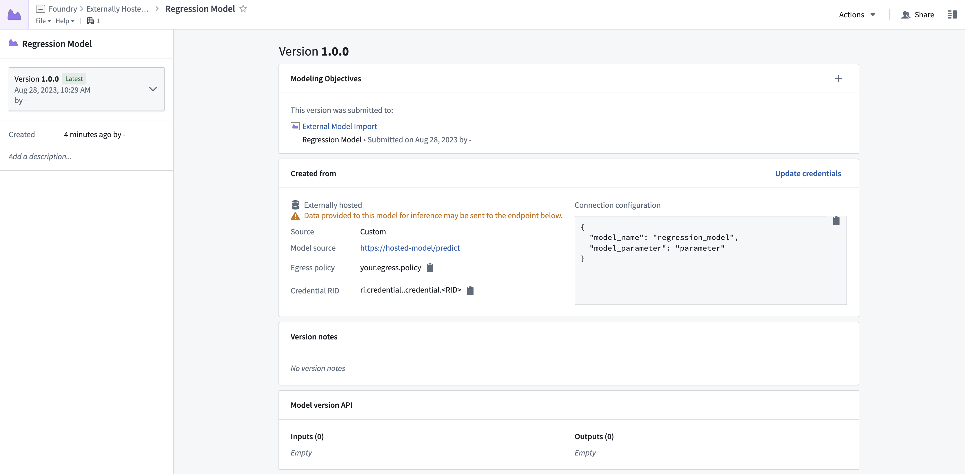 Palantir Foundry의 외부 모델 뷰