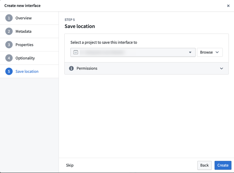 Interface save location.