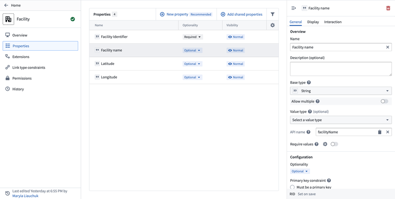 Edit interface properties.