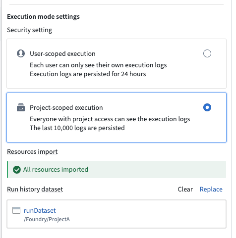 Execution dataset