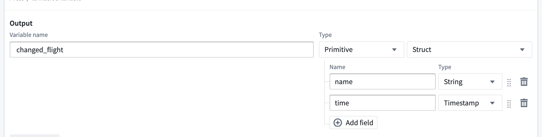 Showing output for variable name and values requested.