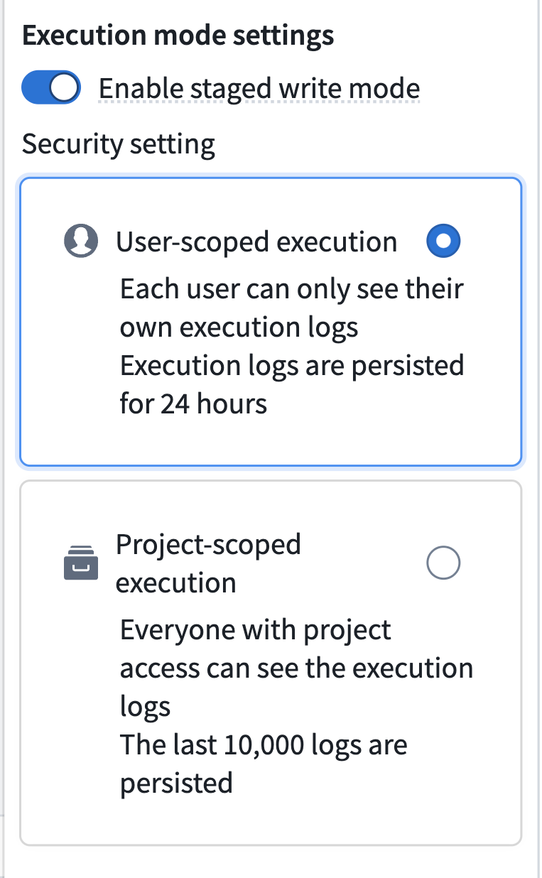 Staged writes toggle in AIP Logic.