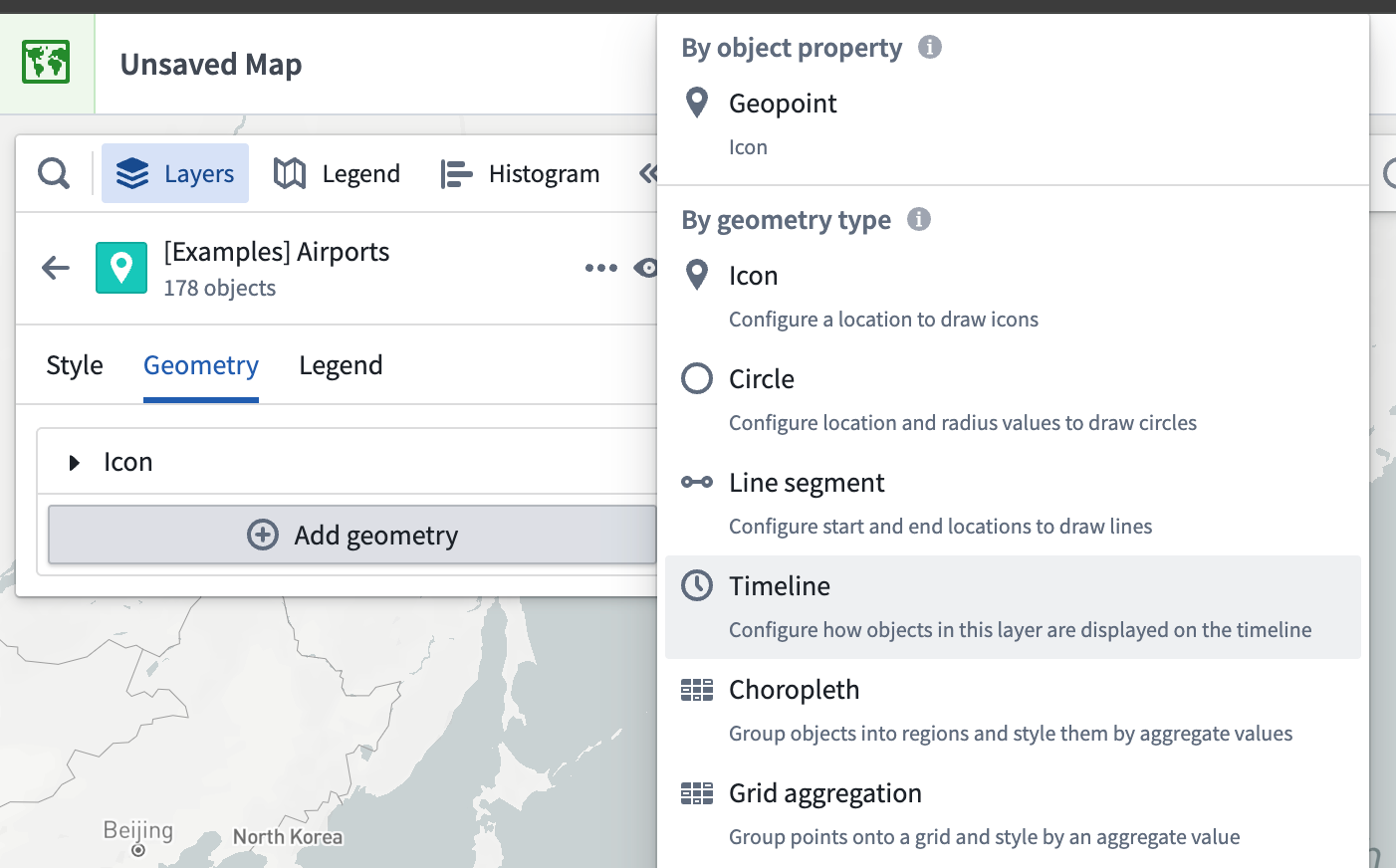 The timeline geometry to edit how the Flights object appears on a timeline.