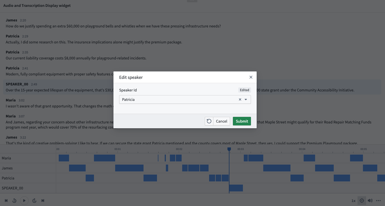 An action submission form when selecting your defined action on a segment.