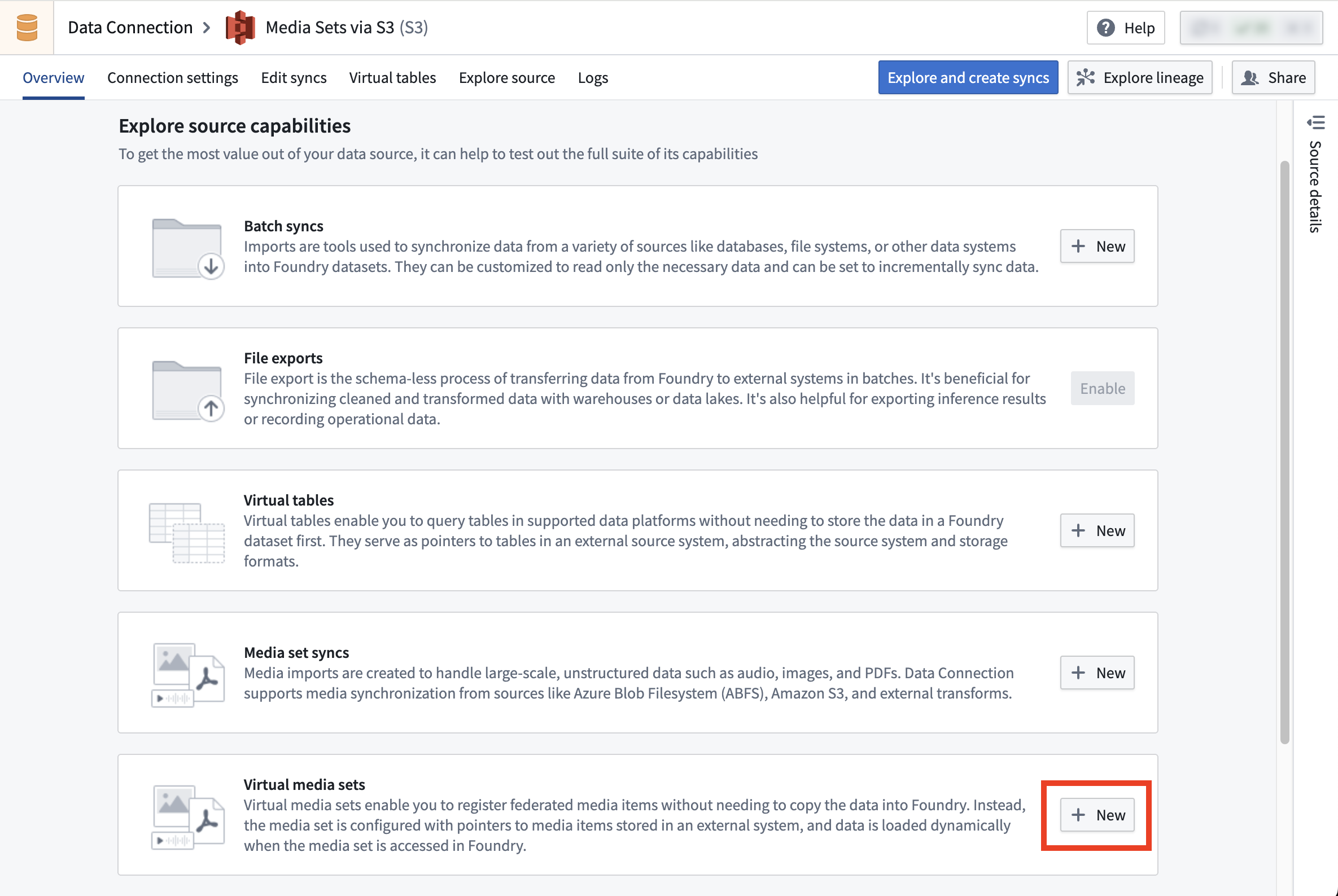 Virtual media set sync section