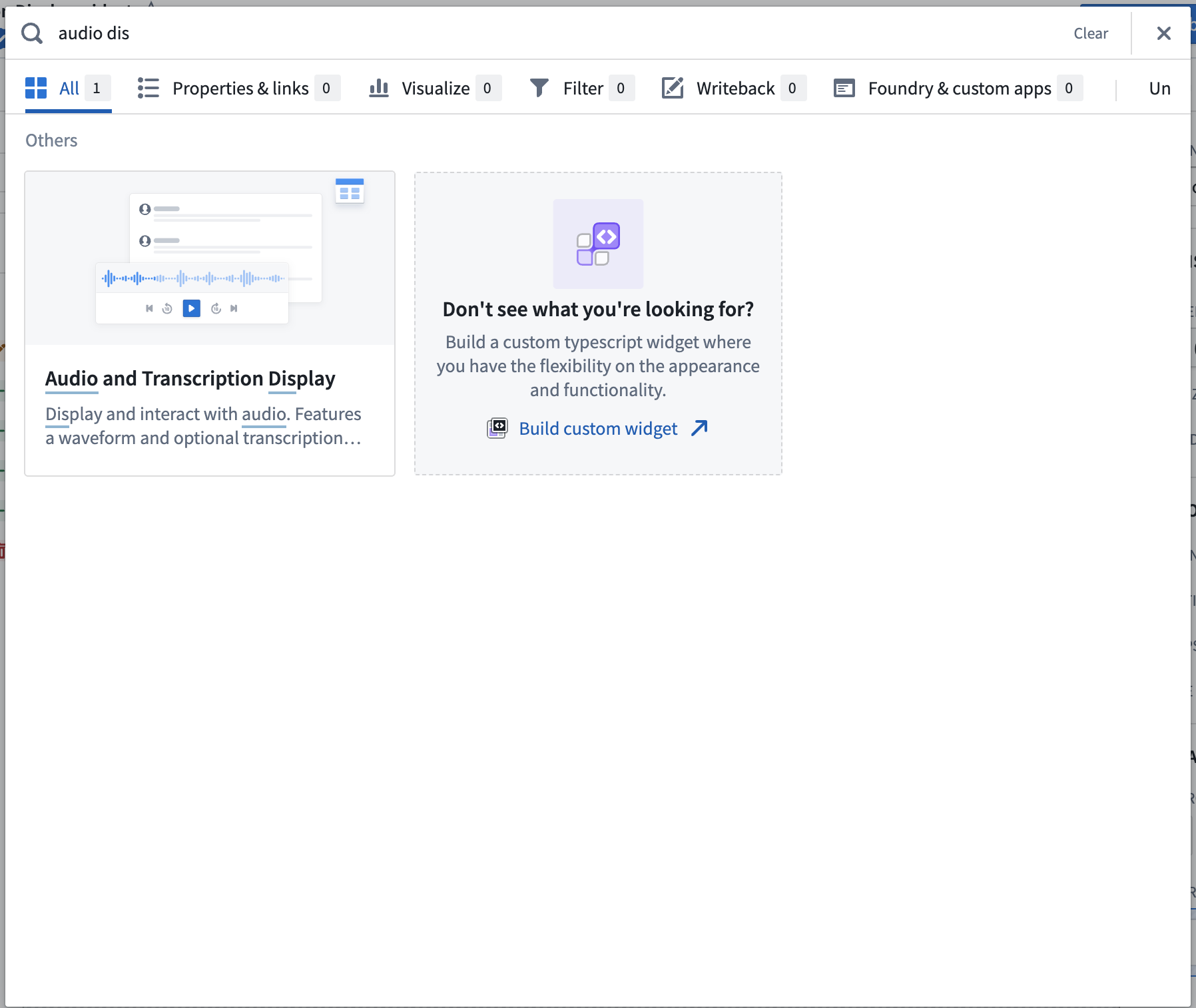 Select Audio and Transcription Display widget.