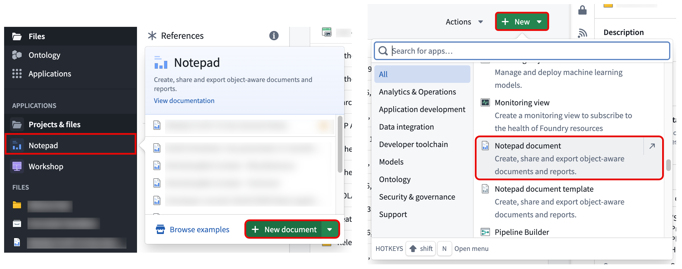 Create a new Notepad document from the Foundry sidebar or from within a project folder.