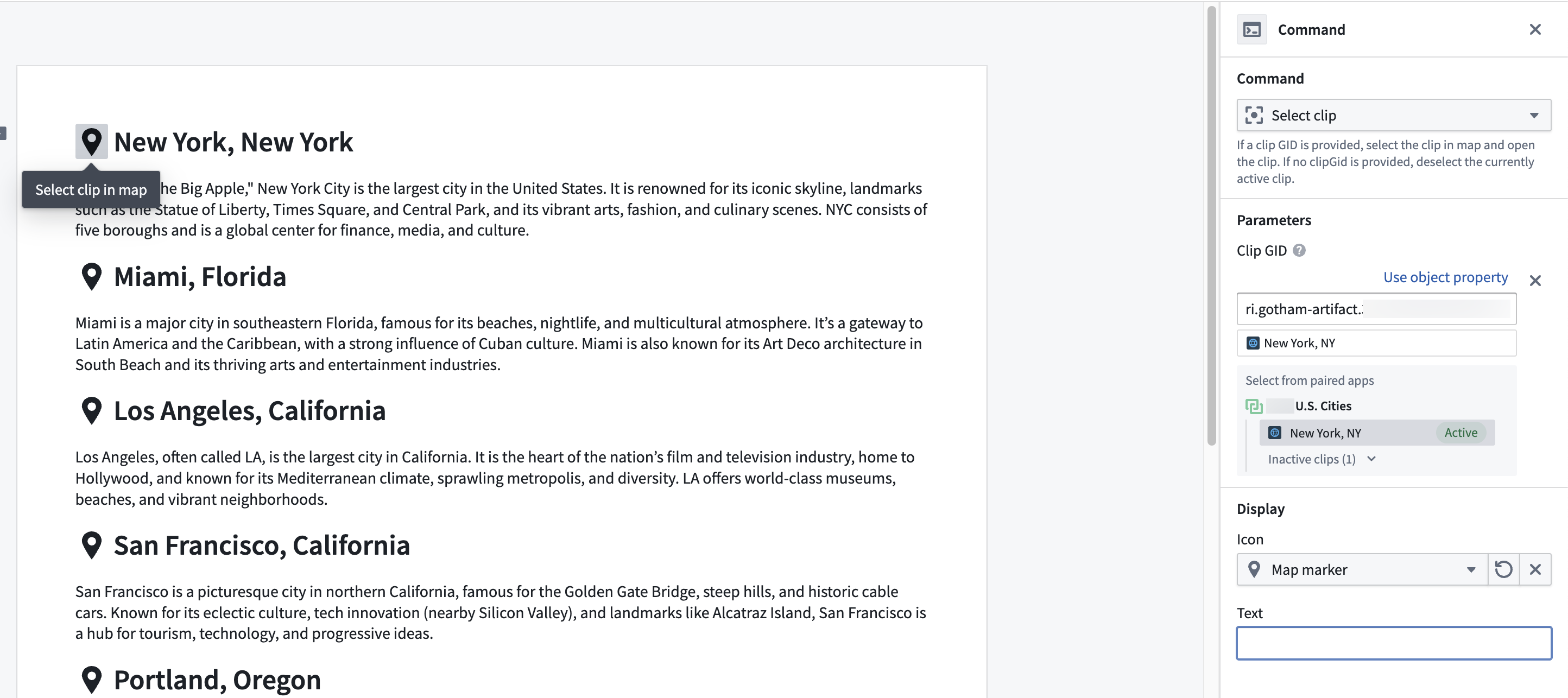 The Command widget's configuration menu is displayed in Notepad.