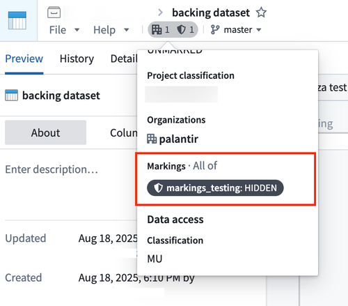 picture of backing dataset with a marking