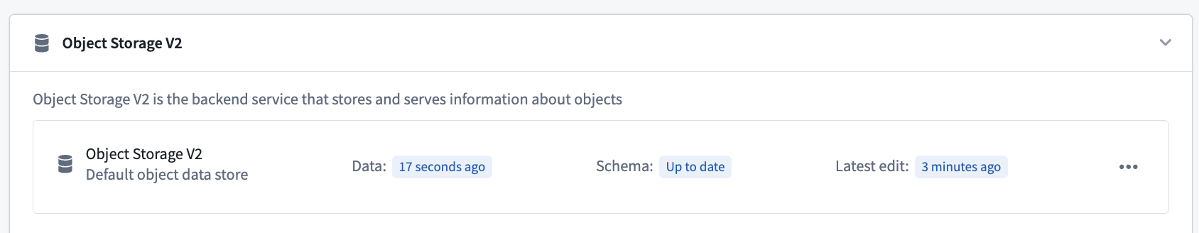 The Object Storage v2 section in the Datasources tab of an object type in Ontology Manager.
