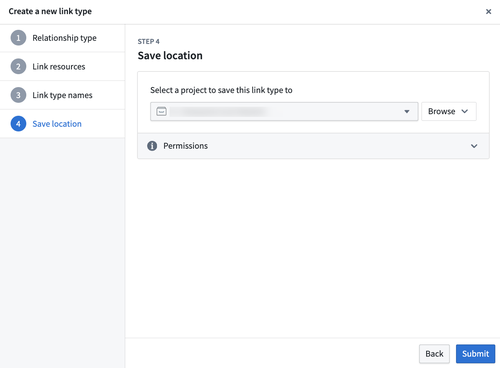 New link type Save location step.