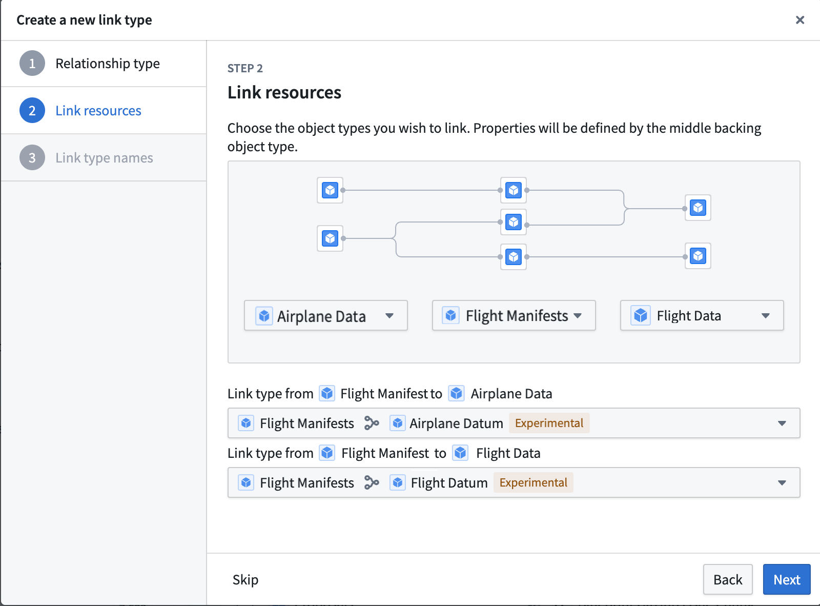 Select the link resources using an object-backed link.