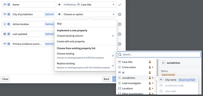 Selecting a struct field to map to an interface property
