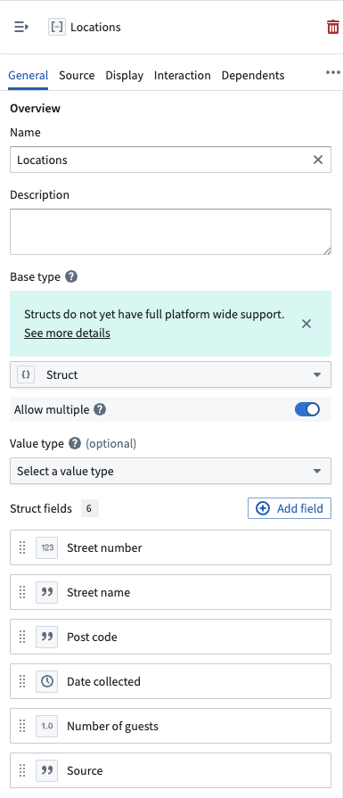 Main fields configuration location