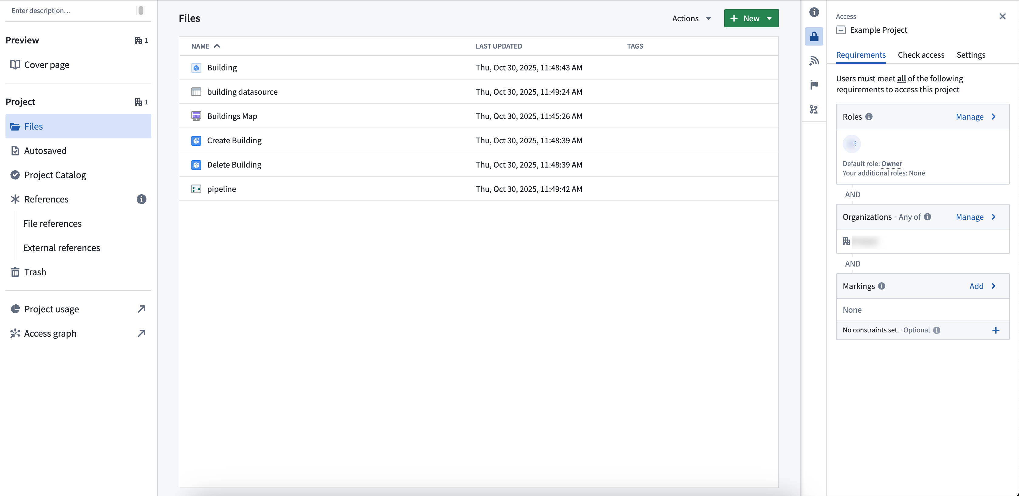 Ontology resources in a project.