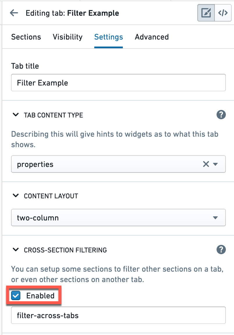 Cross-section filtering enabled