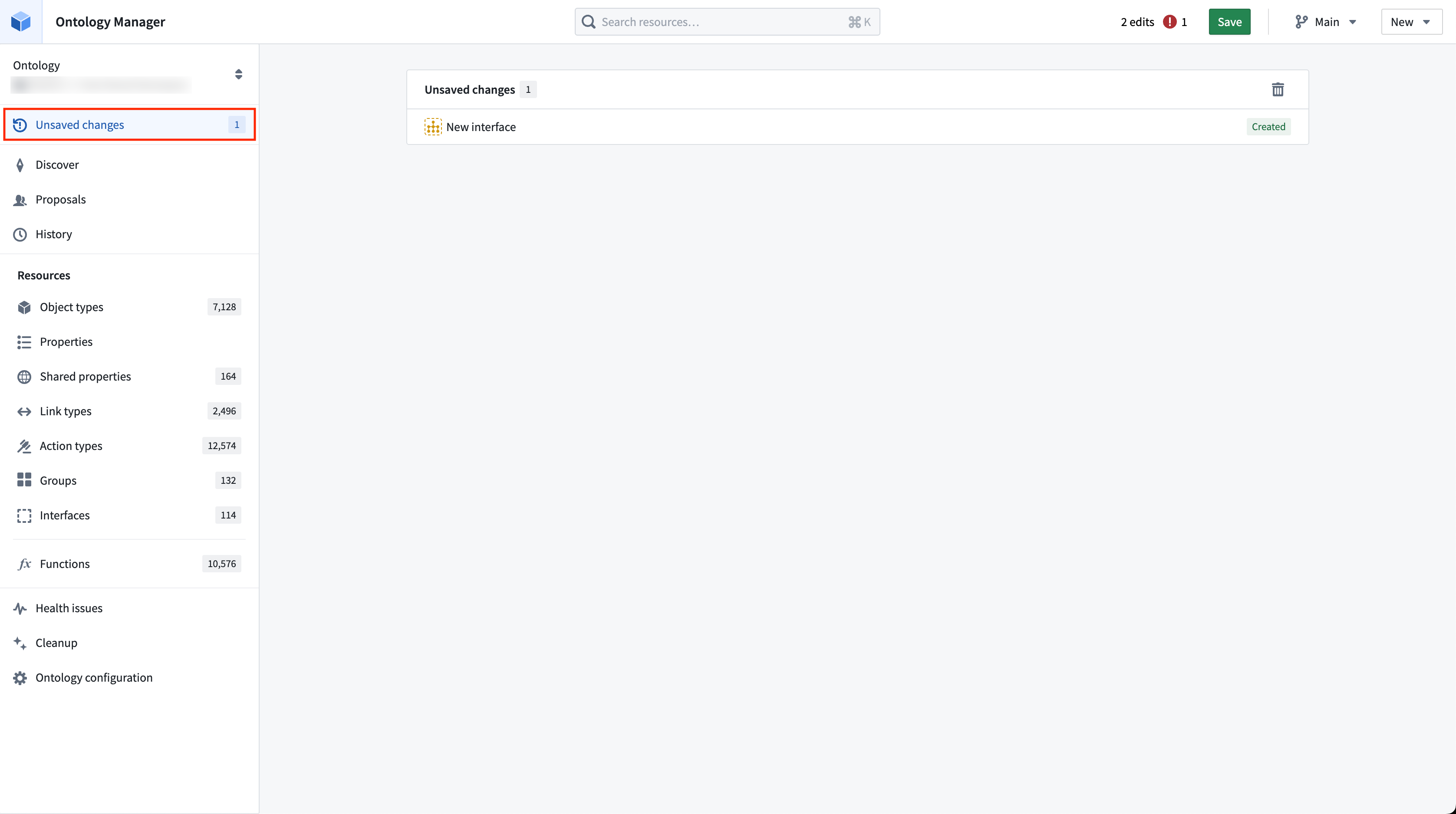 Unsaved changes button