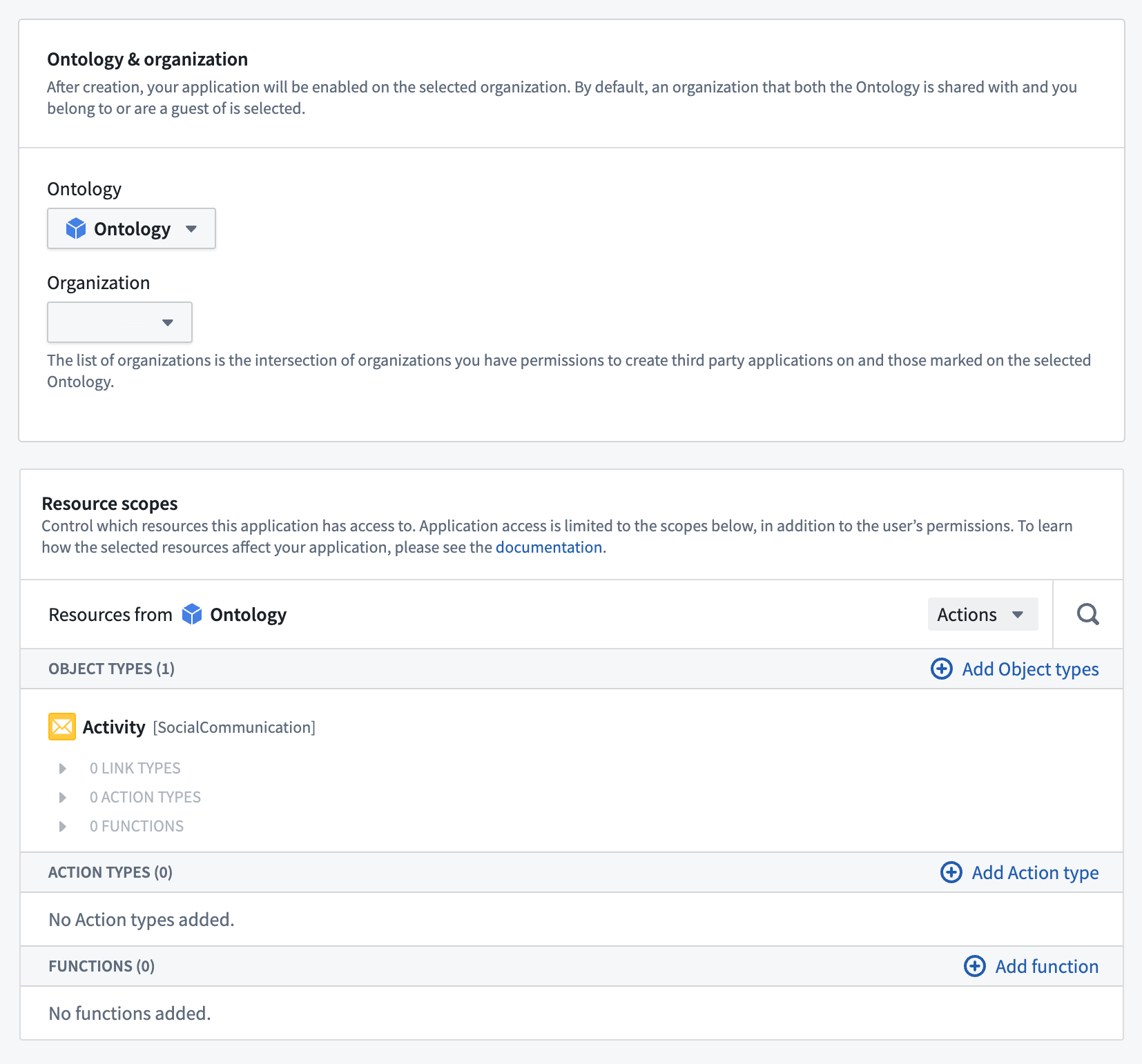 选择您想在 SDK 中使用的 ontology 和特定对象类型或操作类型