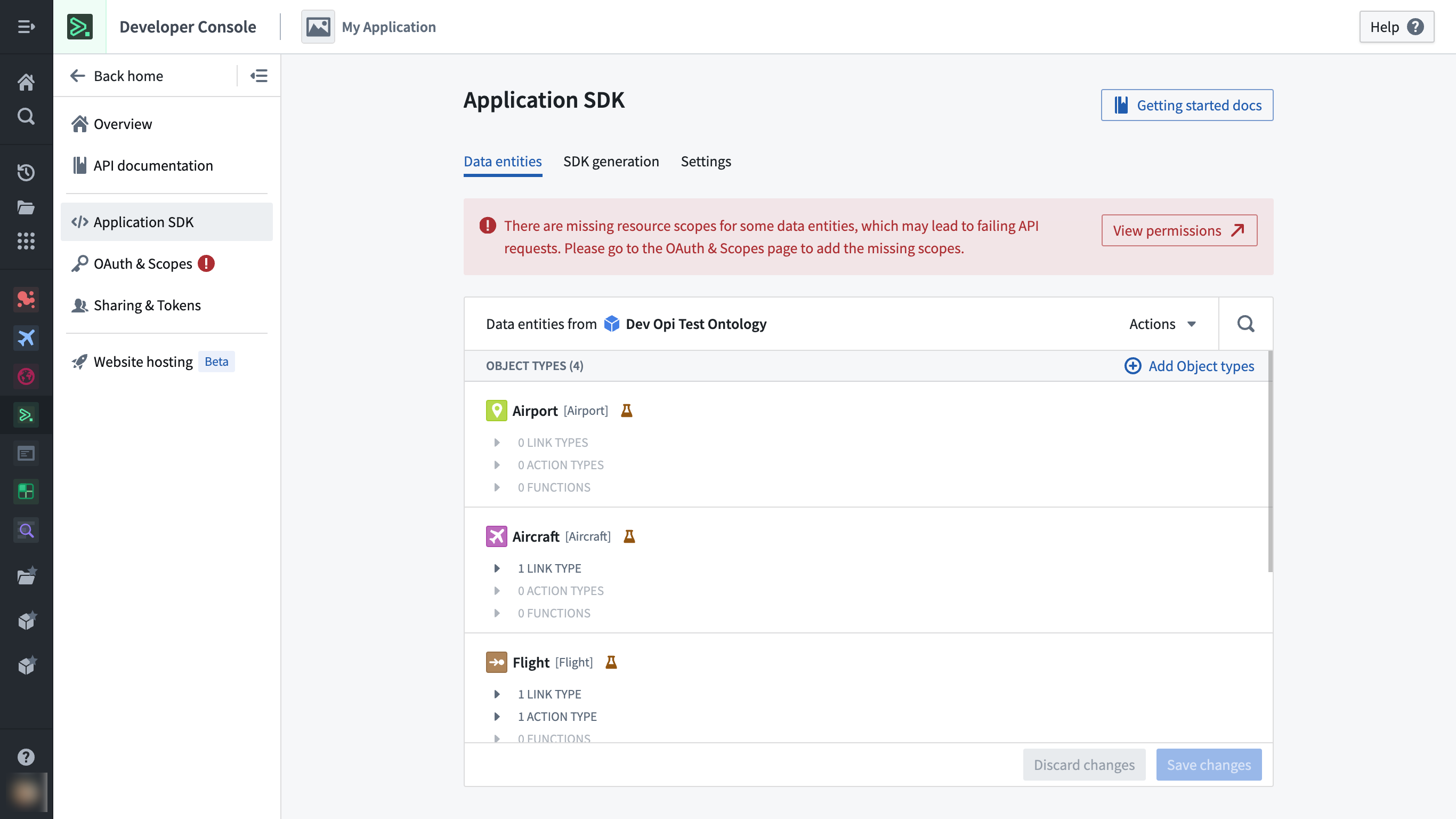 Application SDK 페이지에서의 오래된 종속성 경고