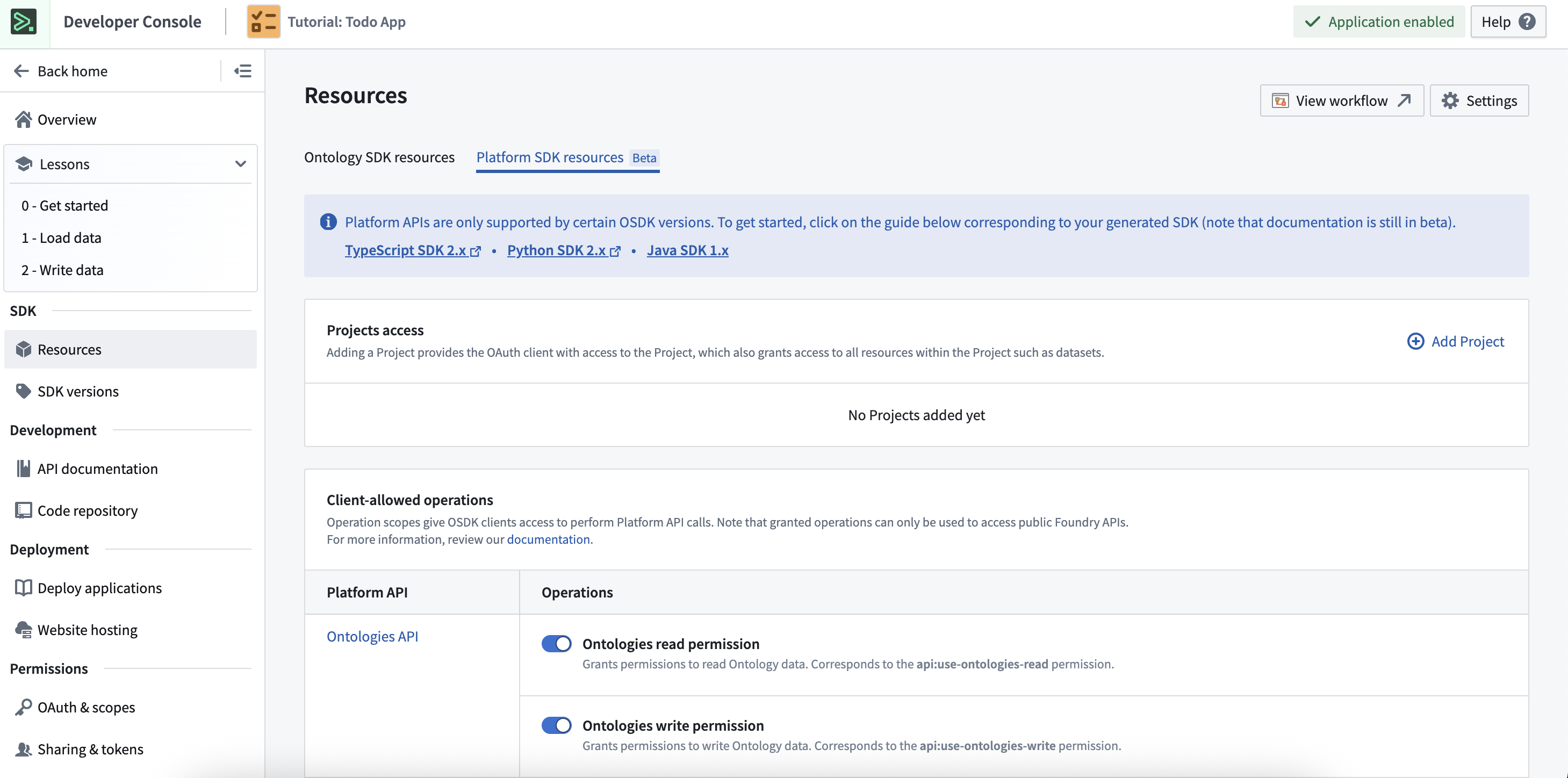 使用 Platform SDK 选项卡包含平台 SDK 资源